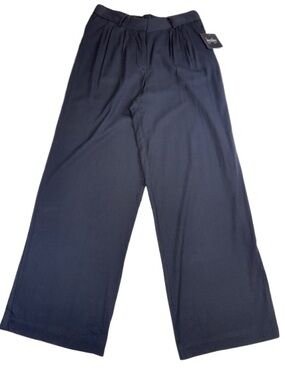 by & by Black Wide Leg Pants NWT Size Large Career Trousers Cotton Blend